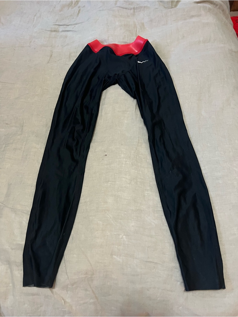 Nike Men’s Black Swim Leggings with Red Waistband